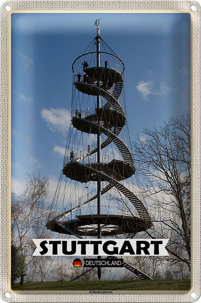 Blechschild Städte Stuttgart Killesbergturm Architektur 20x30cm