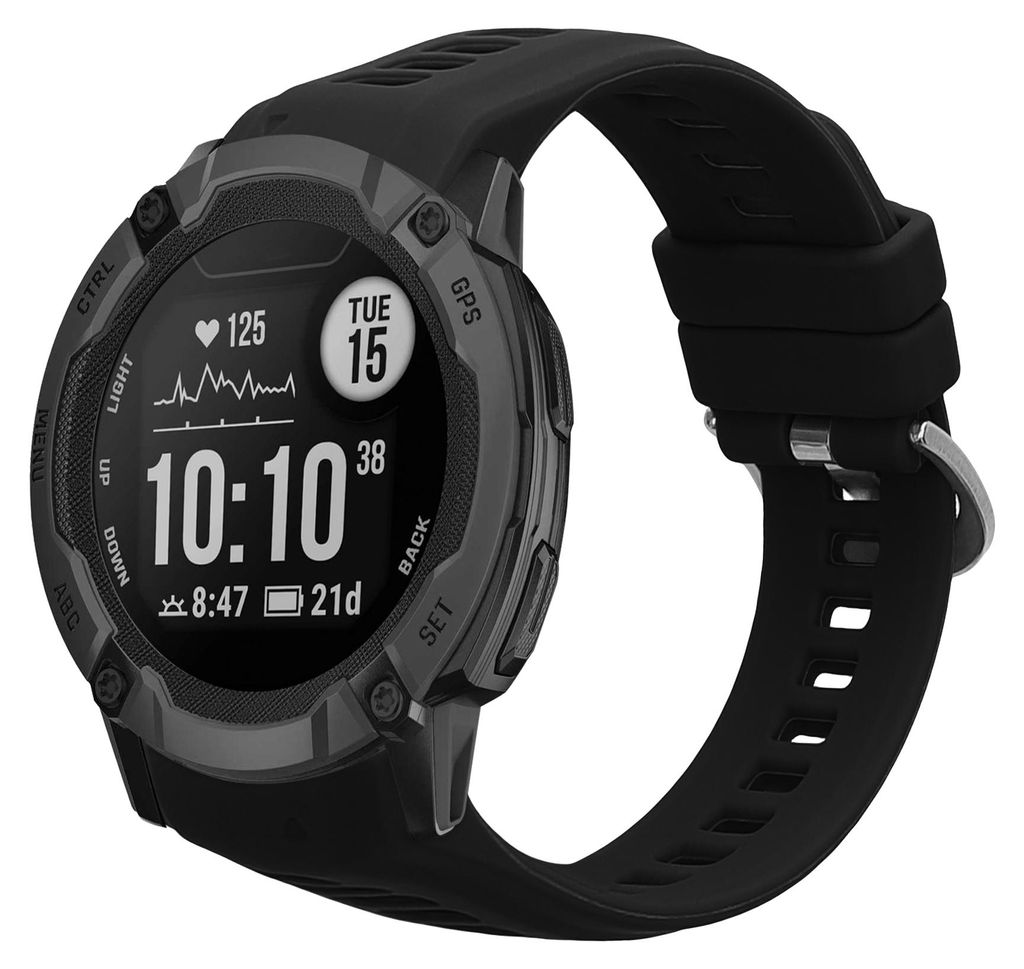 kwmobile Silikon Uhrenarmband für Garmin Instinct 2S Armband - Ersatzarmband für Fitnesstracker - Wechselarmband Smartwatch - Schwarz