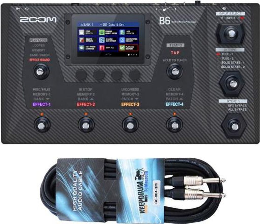 Zoom B6 Multieffekt-Prozessor für Bass mit Kabel