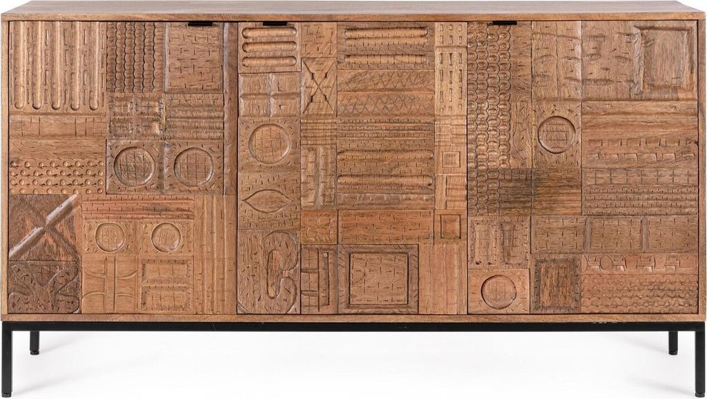 Sideboard Kindia 145 x 42 x 80 cm Mangoholz Stahl Natur