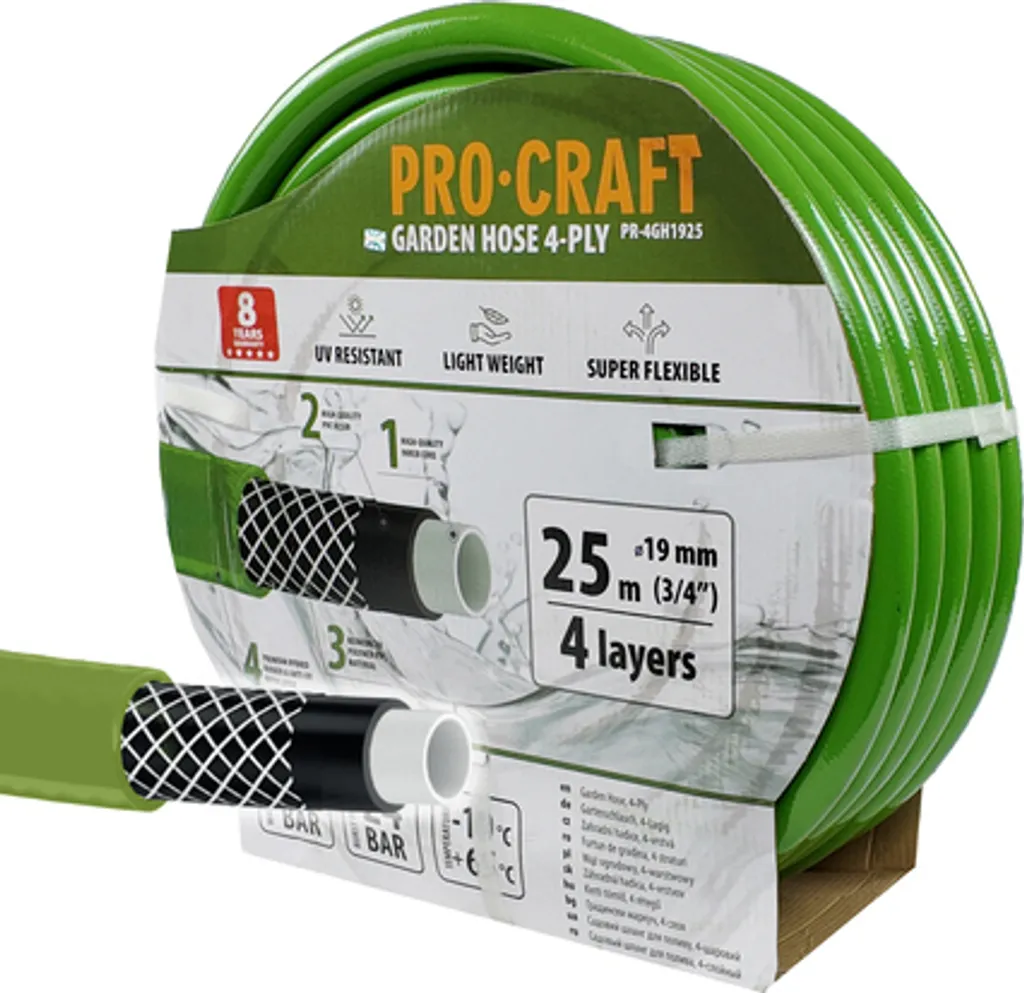 Tuyau Procraft PR-4GH1925 4 couches 25 m 3/4 pouce anti-UV durable