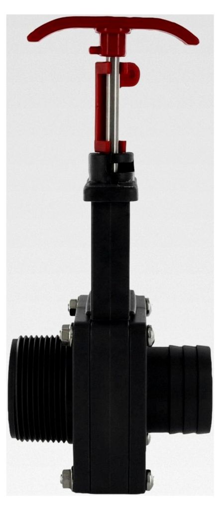 Absperrschieber mit Schlauchanschluss Ø 38 mm und 1,5" Außengewinde