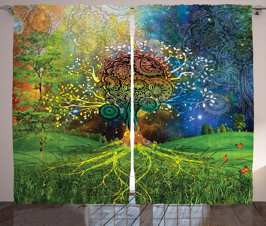 ABAKUHAUS Tenda Rustica Madre Terra 280x175 Verde Blu con Ganci
