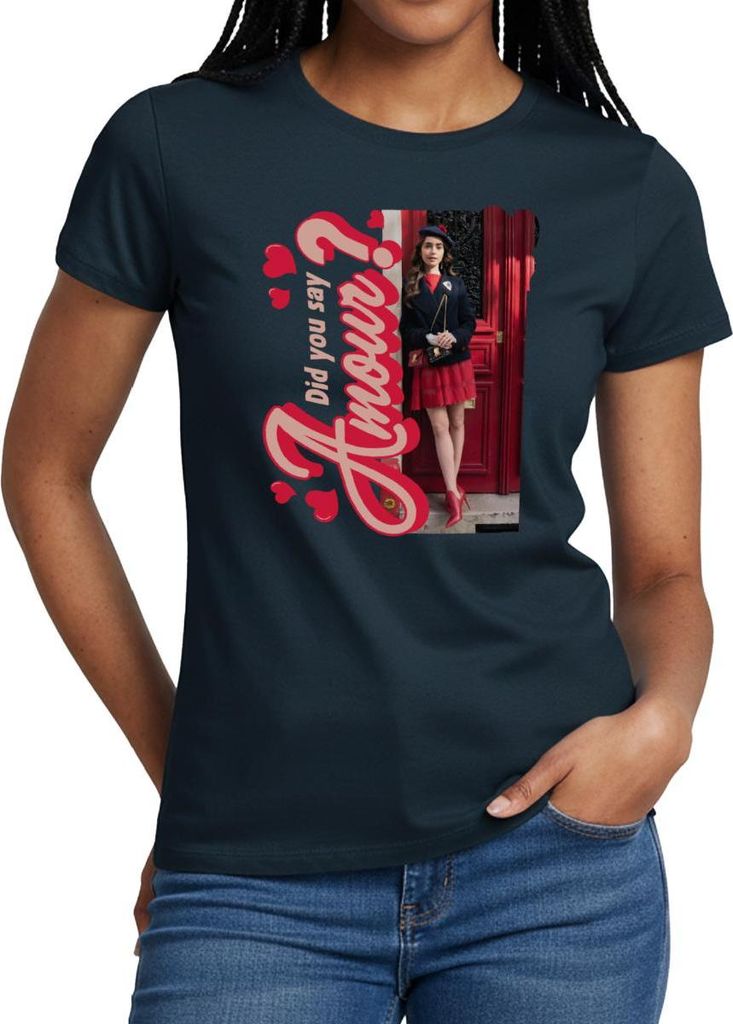 Spreadshirt Emily In Paris Did You Say Amour Frauen T-Shirt, M, Navy