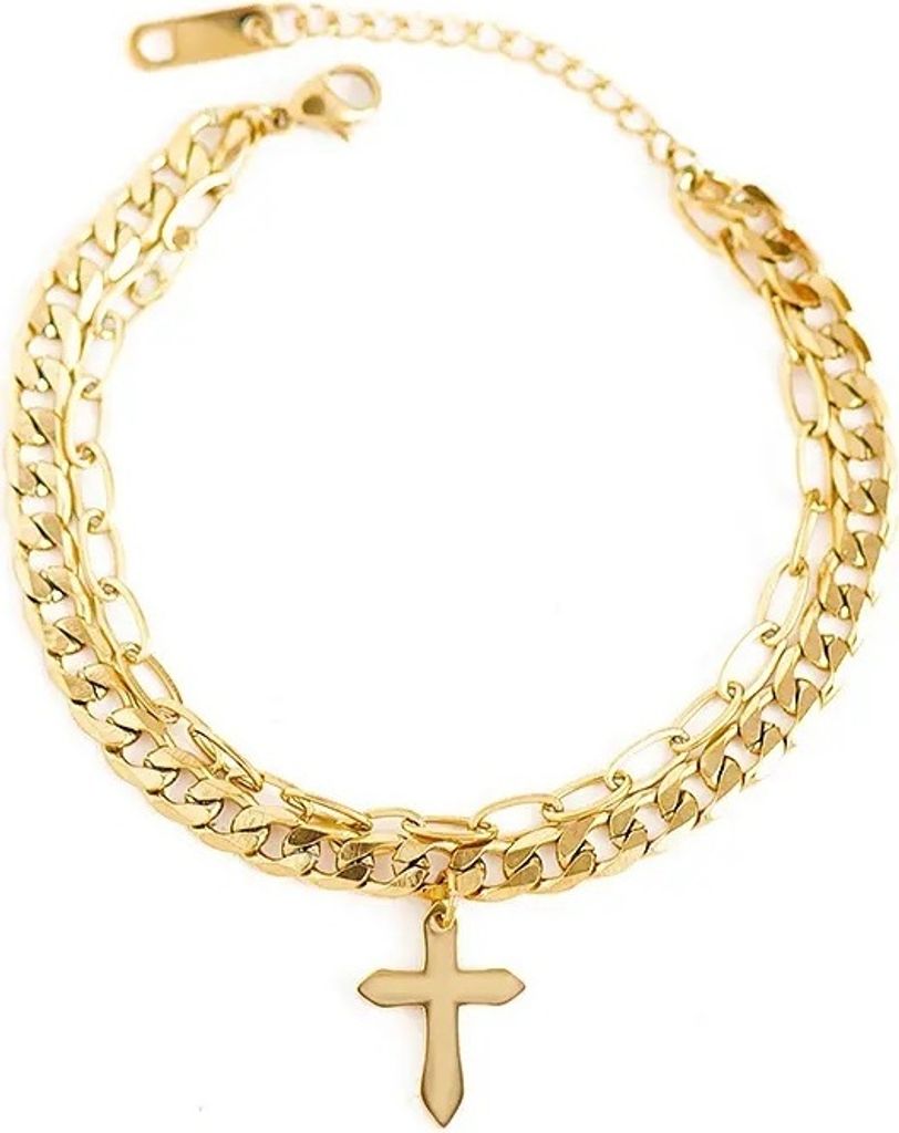 Elegantes Gold Cross Armband für jeden Anlass - Uni KP28710
