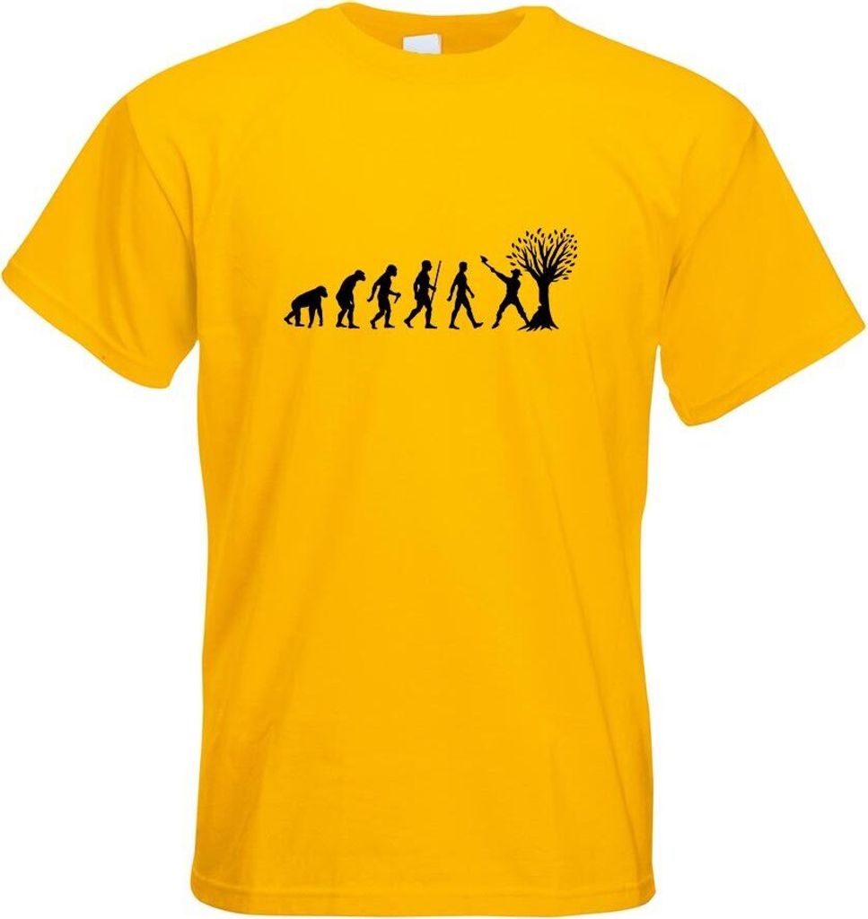 Kiwistar - T-Shirt - gelb - Evolution Holzfäller Axt extrem Herren Funshirt Bedruckt Design Sprüche Spruch Motive - mit Motiv Bedruckt - Funshirt...