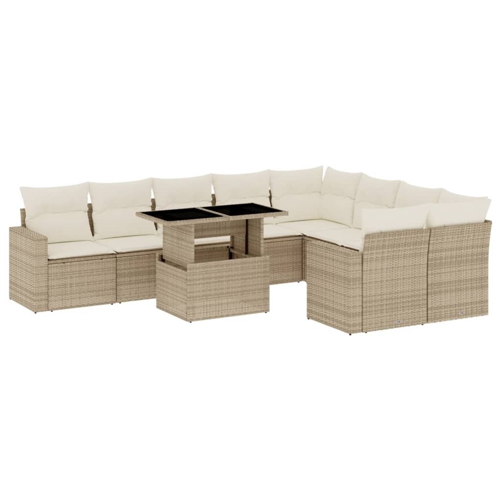 "2026 MODERNE" 10-tlg. Garten-Lounge-Set - elegantes Design - Sitzgruppe/Gartengarnitur - mit Kissen Beige Poly Rattan - Terassenmöbel NeuMöbel71...