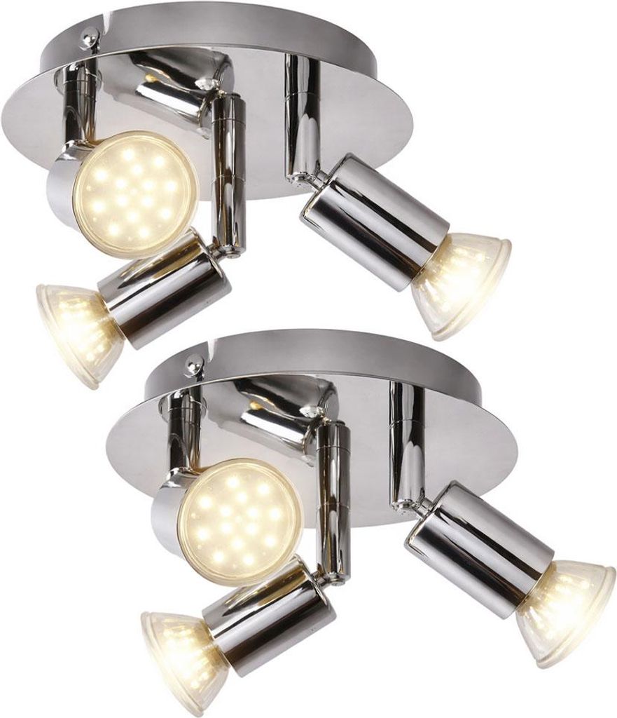 2x LED Deckenlampe, chrom, bewegliche Spots, IP44, D 16 cm