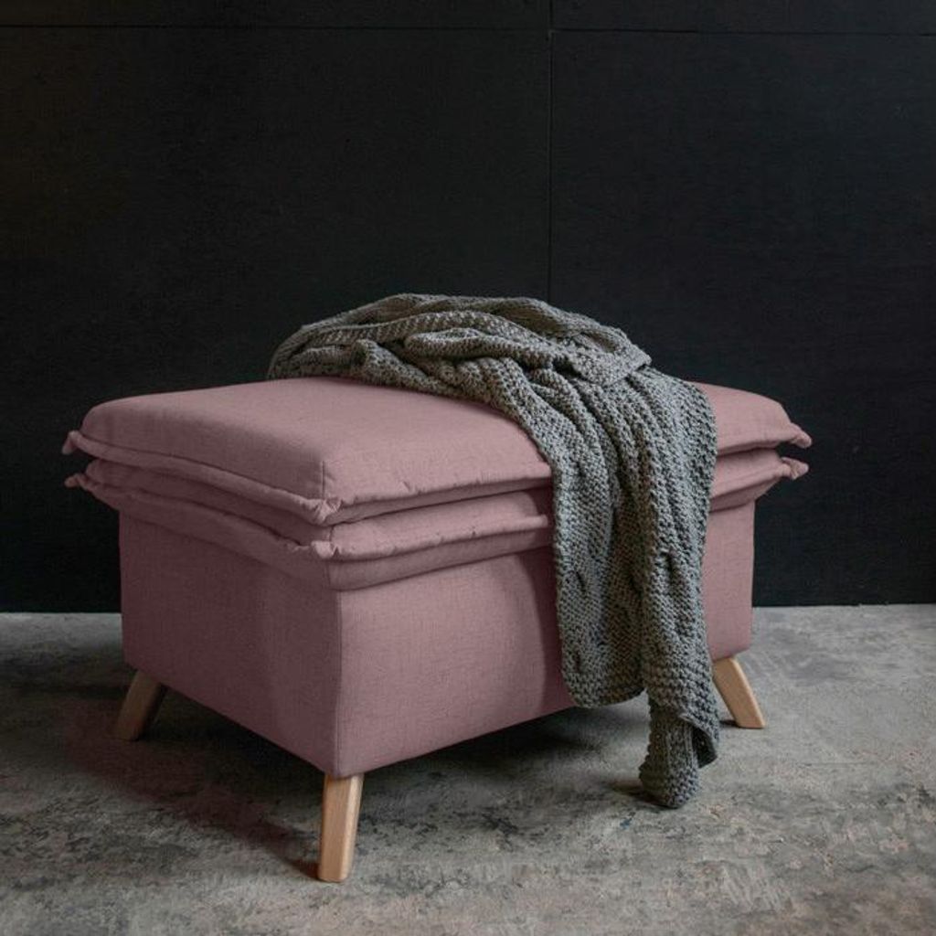 MIUFORM Charming Charlie Pouf XL Slim - Sitzpouf - 90x70cm - Puderrosa - Fußablage Hocker Sitzhocker