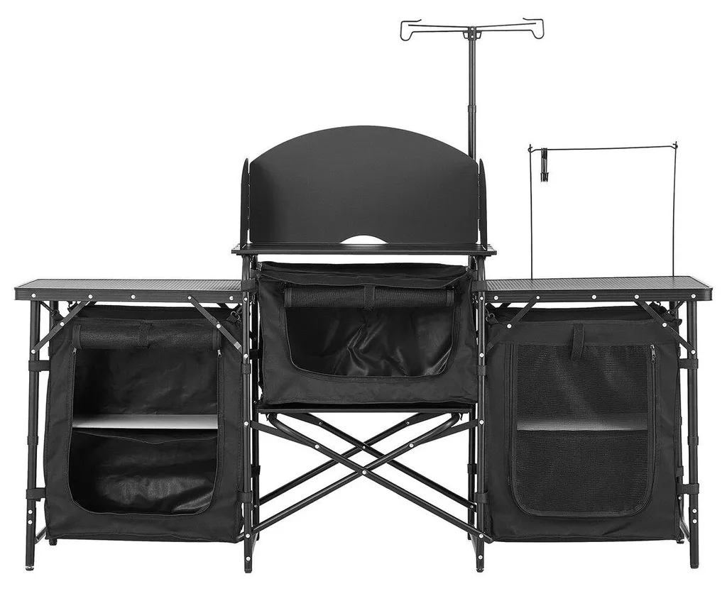 Station de cuisson portable d'extérieur - Meuble de cuisine camping alu