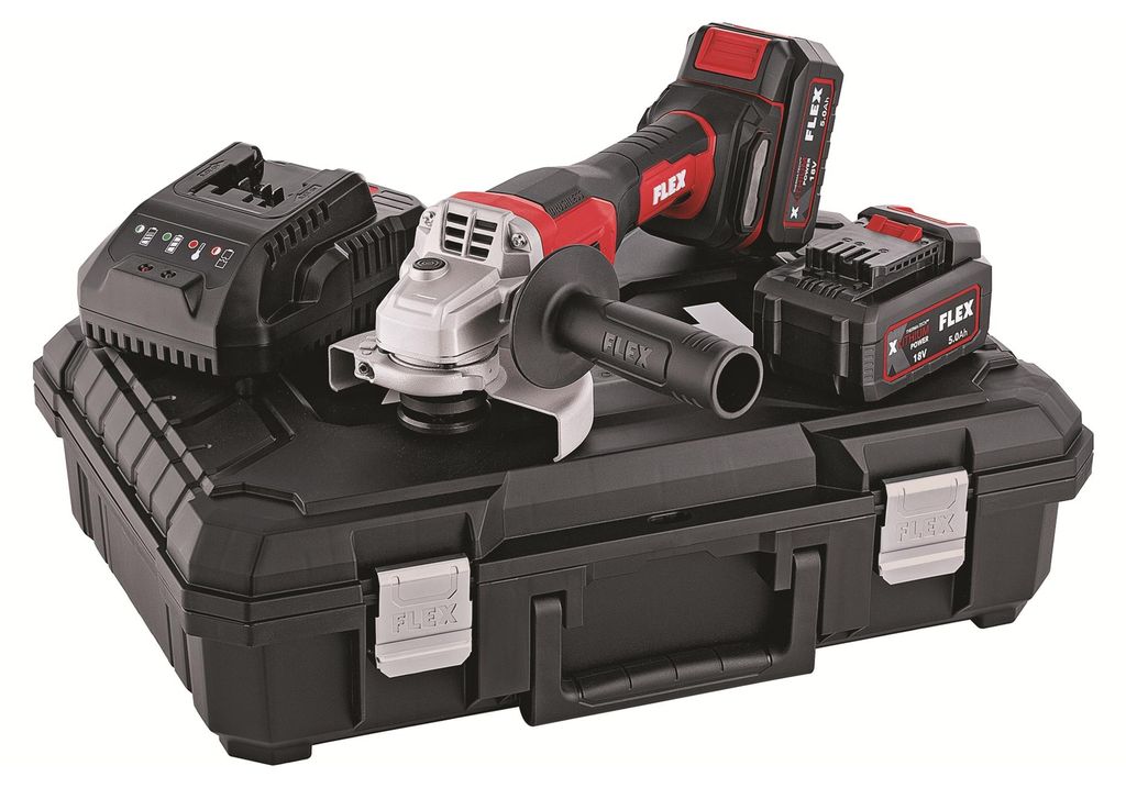 Flex Akku-Winkelschleifer L 125 18.0-EC LD Set inkl. 2 Akkus 5,0 Ah, Ladegerät, Koffer