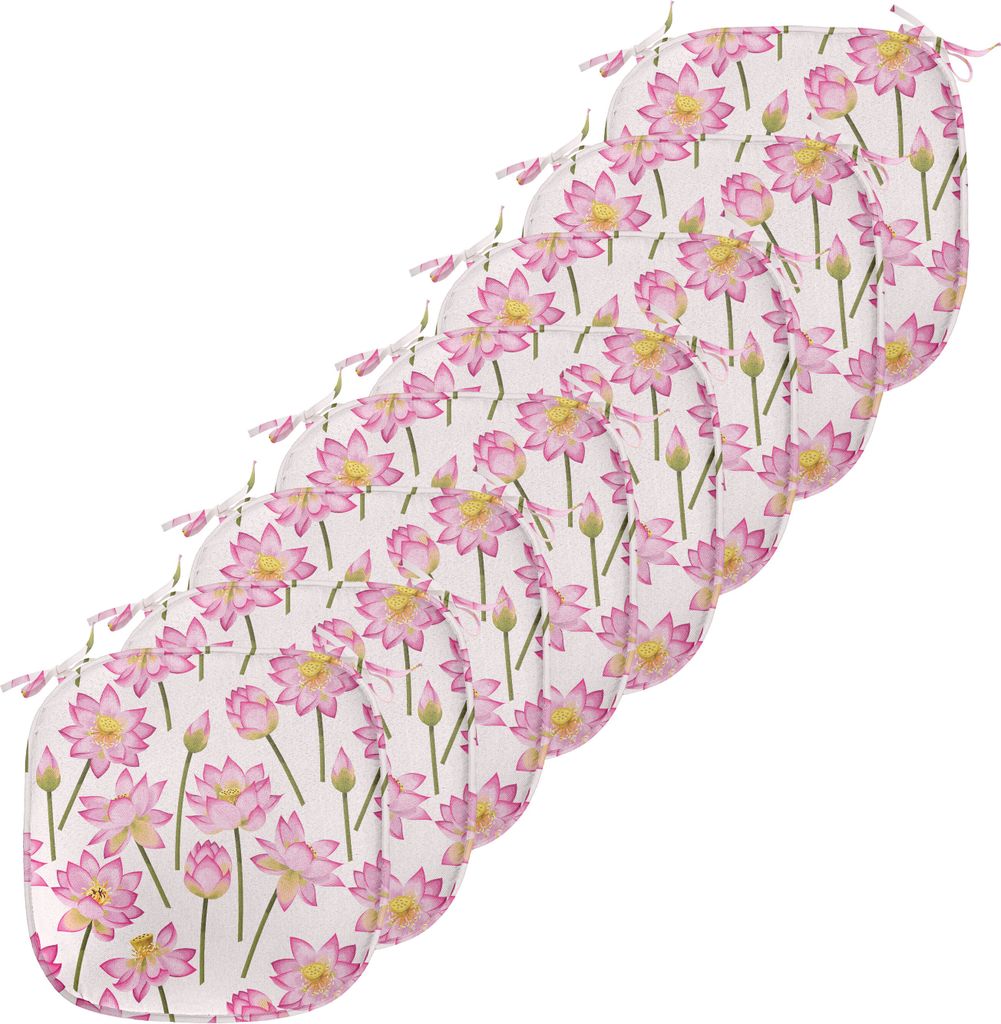 ABAKUHAUS Lotus Polster für Esszimmerstühle, Blühende Frühlingsblume, Dekoratives wasserfestes Kissen mit Riemen für Küchensitze, 40 cm x 40 ...