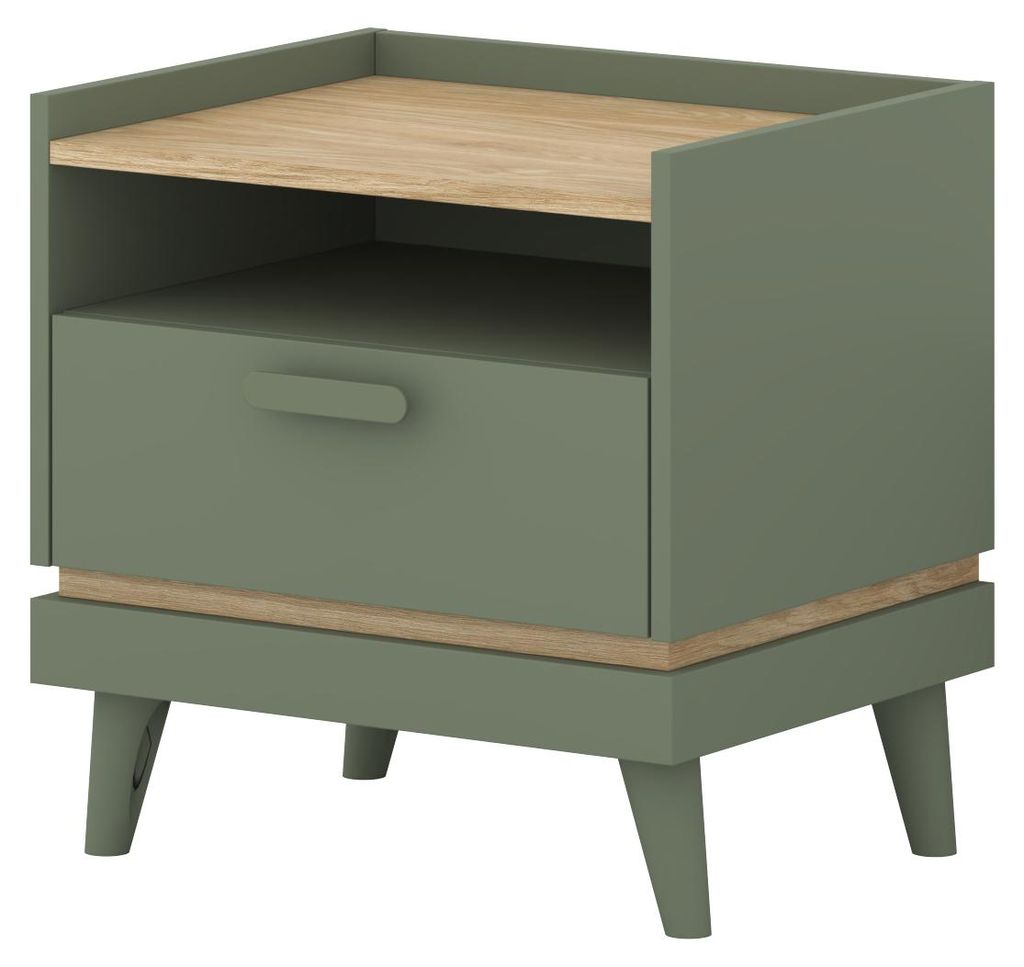 Masseno Nachttisch ACARA Nachtschrank Beistelltisch für Schlafzimmer 50 x 50,6 x 40 cm Hellgrün