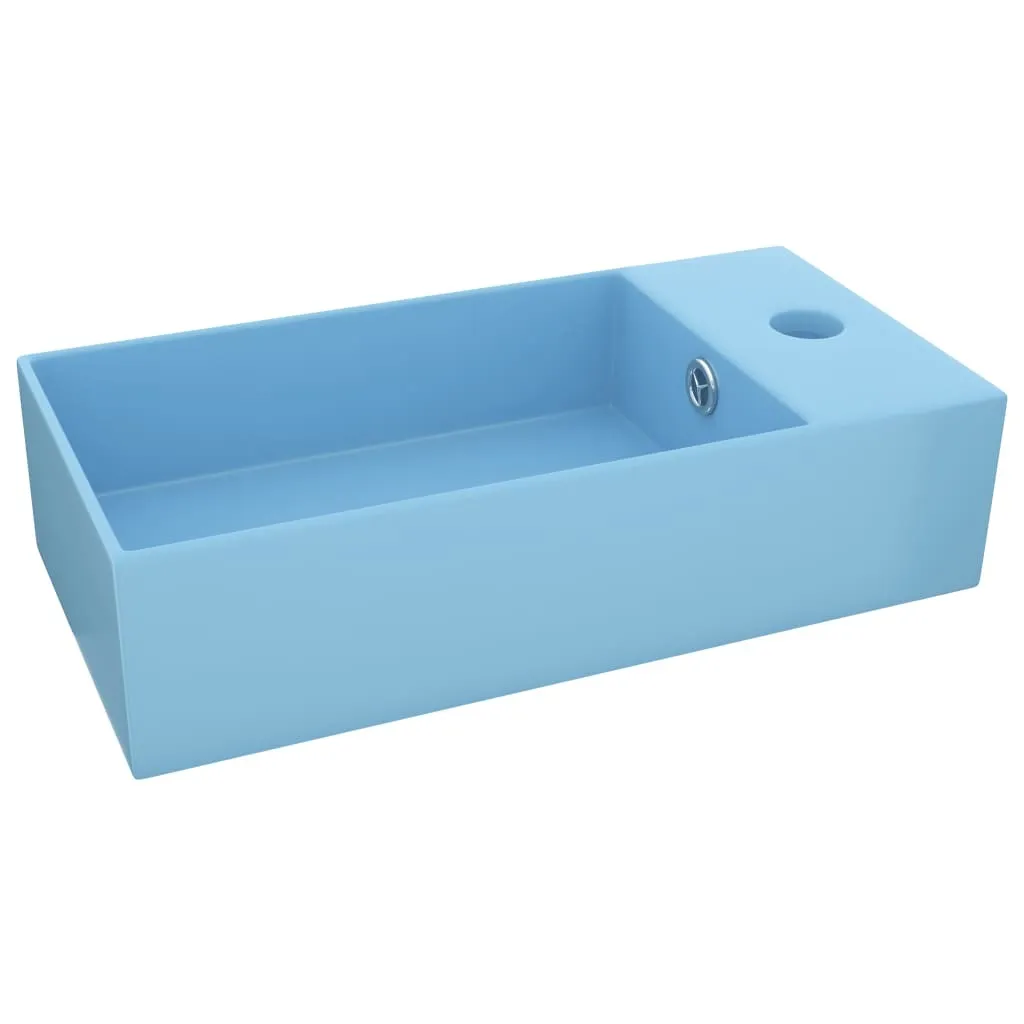 Lavabo Bagno Ceramica Azzurro vidaXL con Troppopieno | Design Retro