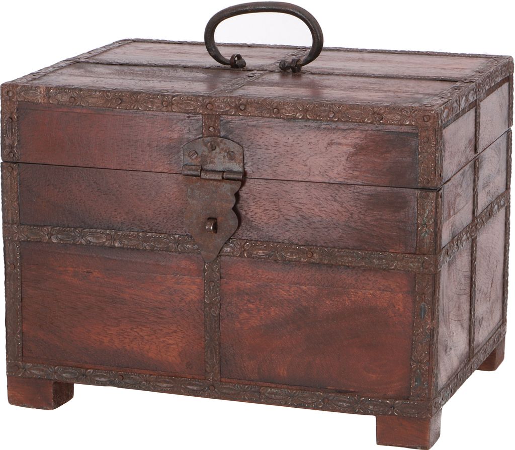 Kleine Schatztruhe, Holzschachtel, Schmuck Dose in 2 Größen - Modell 1, Braun, Größe: Groß (18*24*18 cm)