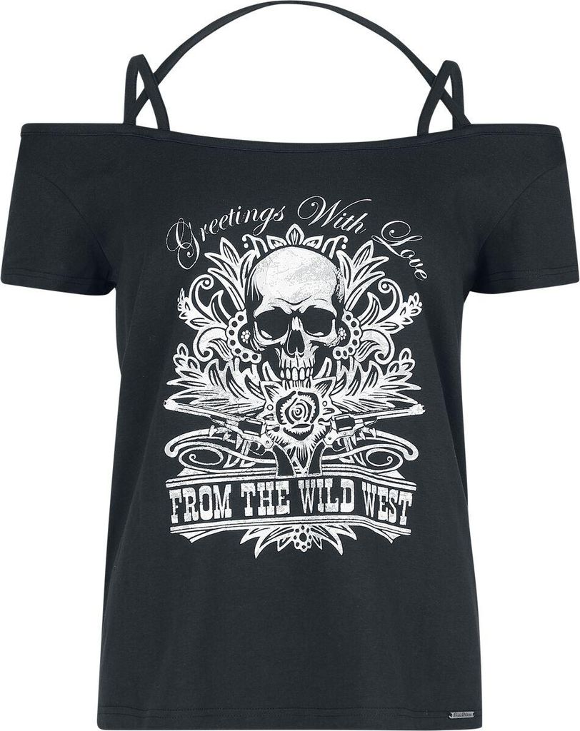 Pussy Deluxe T-Shirt Damen Wild West Skull Shirt schwarz S