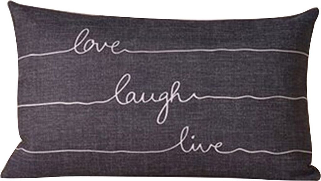 Einfache englische Apothegm -Leinenwurf -Kissen -Kissen -Cover Home Sofa Dekor-Schwarz ,Größen:30cm by 50cm