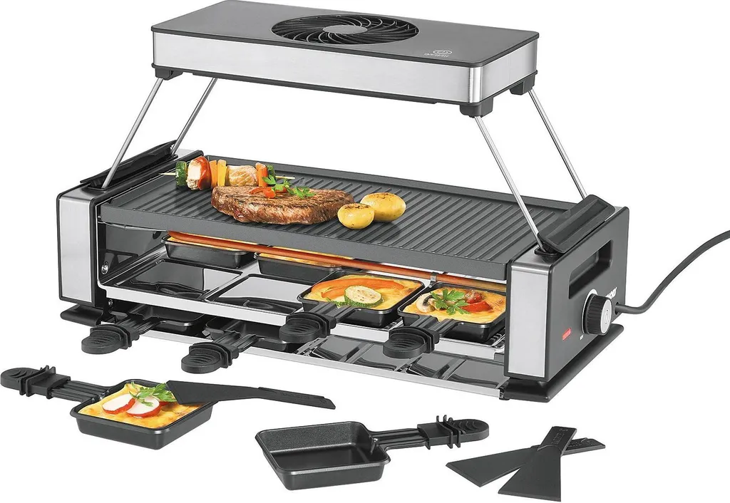 Raclette Smokeless UNOLD 48785 Plaque Aluminium 8 Poêlons Antiadhésifs