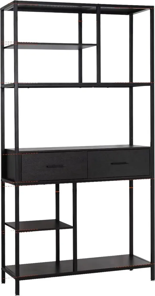 Étagère de Rangement XL Milano 180cm Bois avec 4 Tiroirs Spacieux
