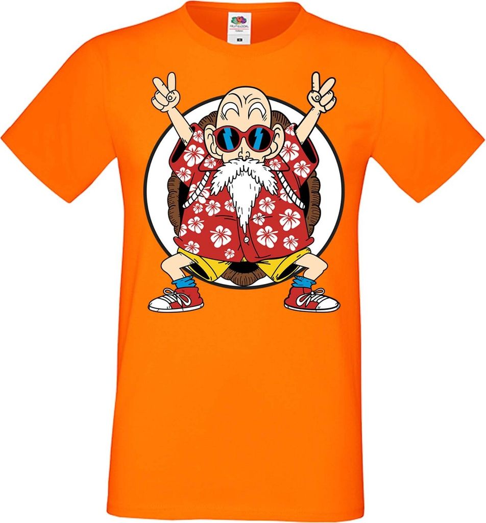 Herren T-Shirt Anime Manga Dragon Anime Manga Ball Z Master Roshi 02 Dbz Sensei, Man 2XL / Orange
