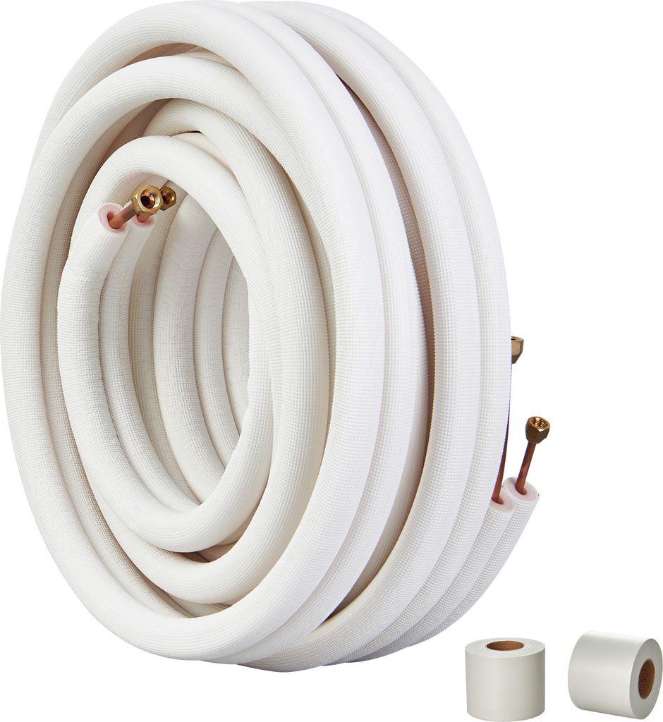SucceBuy 15240 mm Mini-Split-Leitungssatz, 6,4 und 9,5 mm Außendurchmesser, Kupferrohr mit dreischichtiger Isolierung für Mini-Split-Klimaanlagen...