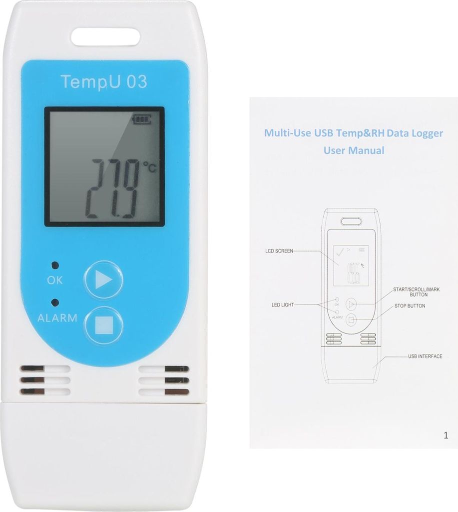 USB-Temperatur-Feuchtigkeits-Datenlogger, wiederverwendbarer RH-TEMP-Datenlogger-Recorder, Feuchtigkeitsaufzeichnungsmessgerät mit 32.000 Aufzeich...