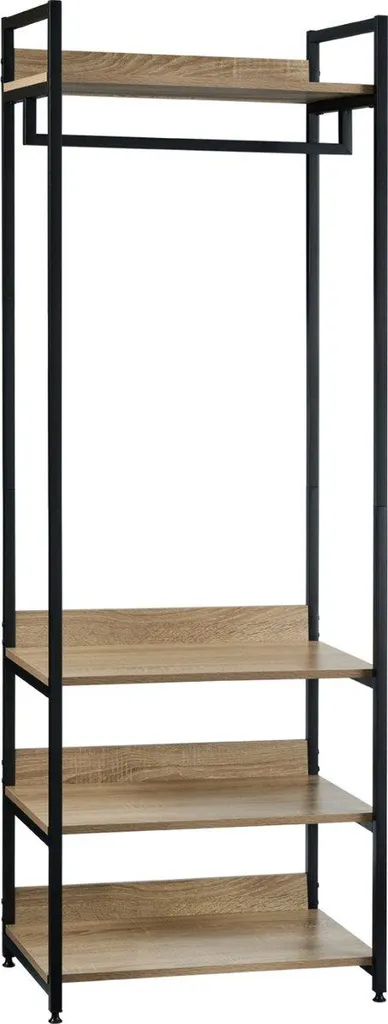 Happyment Armadio a muro Hubert - Con scarpiera - Design vintage - Appendiabiti XL - Ganci per armadio - Legno e metallo - 3 ripiani