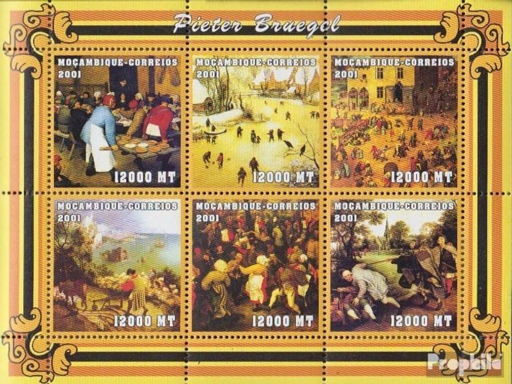 Briefmarken Mosambik 2001 Mi 2085-2090 Kleinbogen postfrisch Kunstwerke
