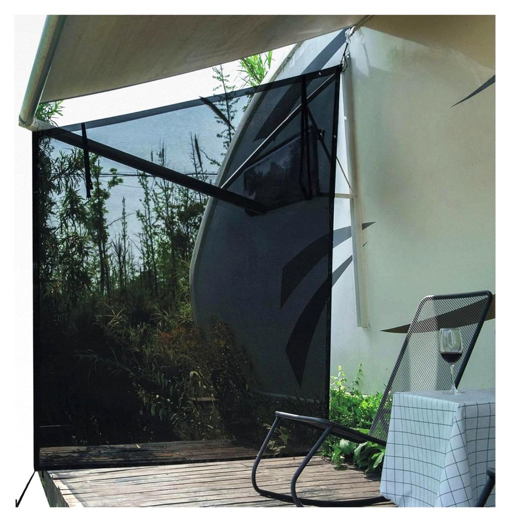 Sonnenschutz für Wohnmobile, universeller Sichtschutz für Markisen, 2,5 m x 2,1 m, mit vollständigem Zubehör.