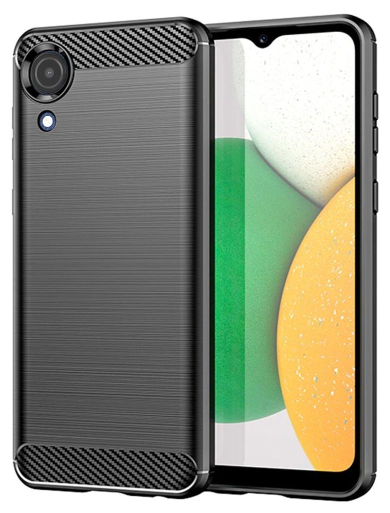 Techsuit Carbon Silicone Back Cover Hülle für Samsung Galaxy A03 Core - Schwarz