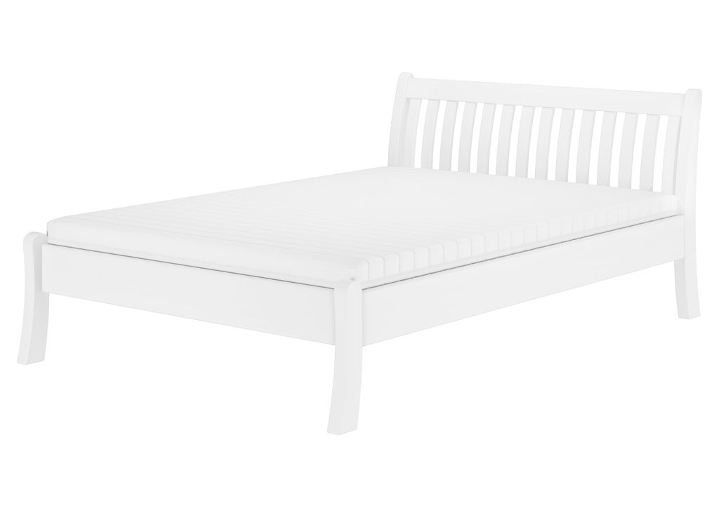 Weißes, geschwungenes französisches Bett 140x200 Kiefer massiv V-60.61W-14Rollrost und Matratze inkl.