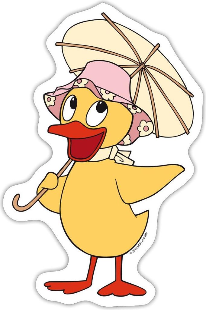 Spreadshirt Sandmännchen Schnatterinchen Mit Schirm Sticker Aufkleber, 10 x 10 cm, Mattweiß
