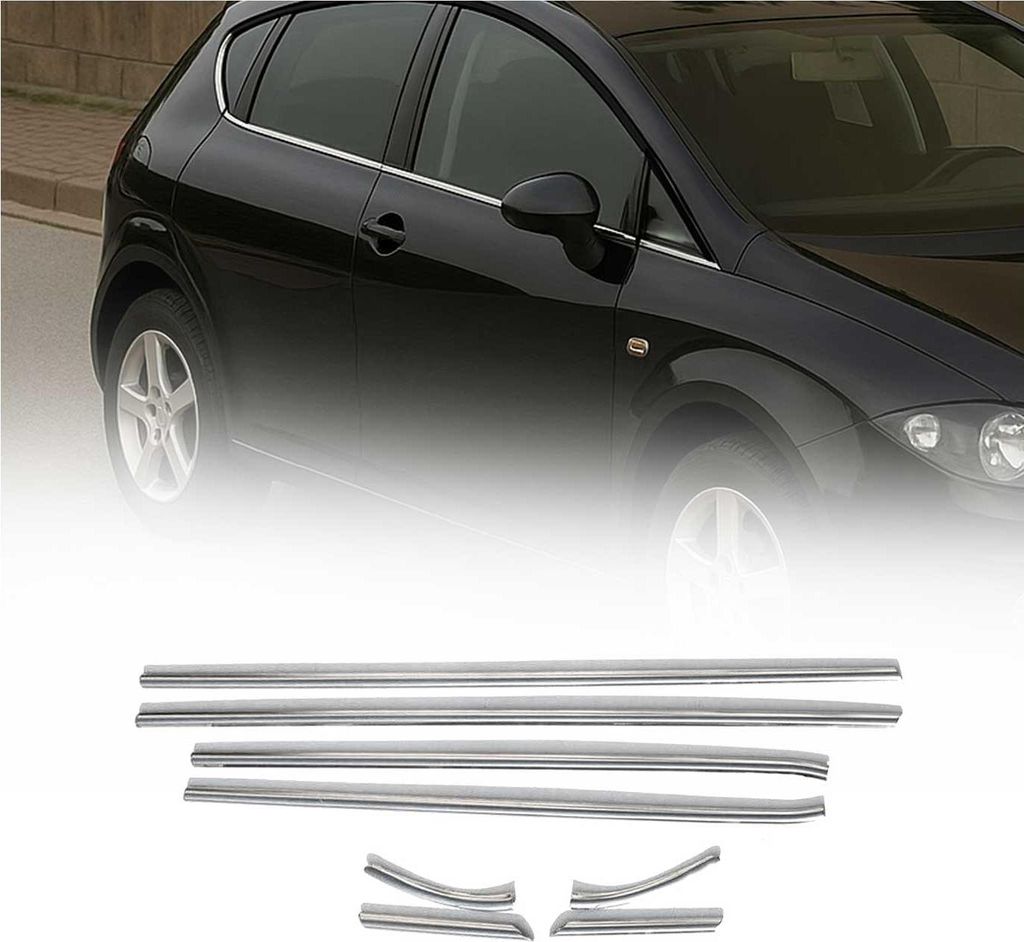 Fensterleisten Zierleisten für Seat Leon 2005-2012 5-Tr Edelstahl Chrom 8tlg