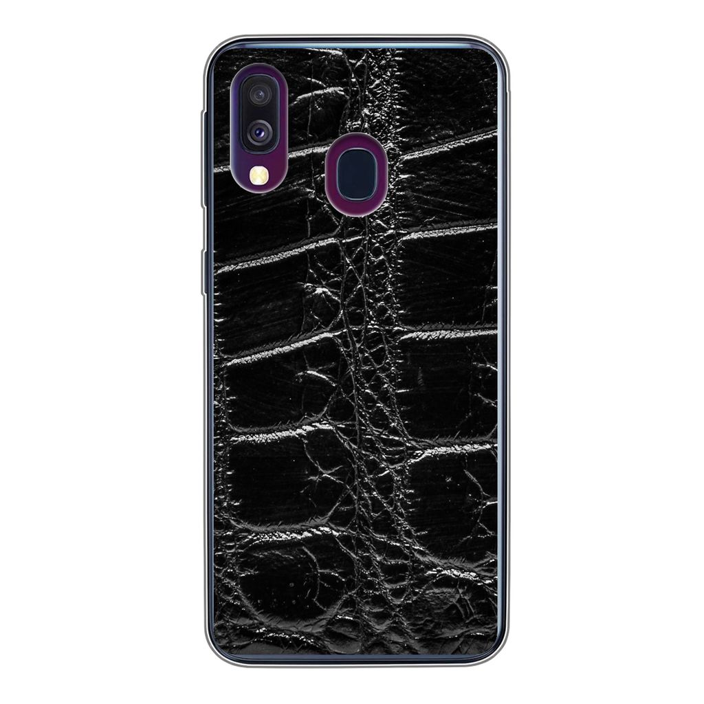 MuchoWow Handyhülle Schutzhülle Hülle für Samsung Galaxy A40 Tiermuster - Krokodile - Leder Silikon Softcase Handy Hülle - Handy-Tasche