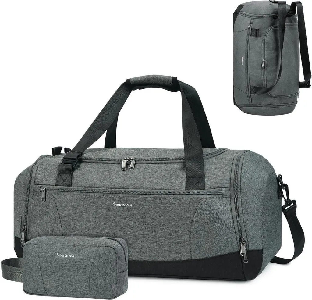 Sac à dos de voyage 43L Gris avec Poche Humide et Range-Chaussures