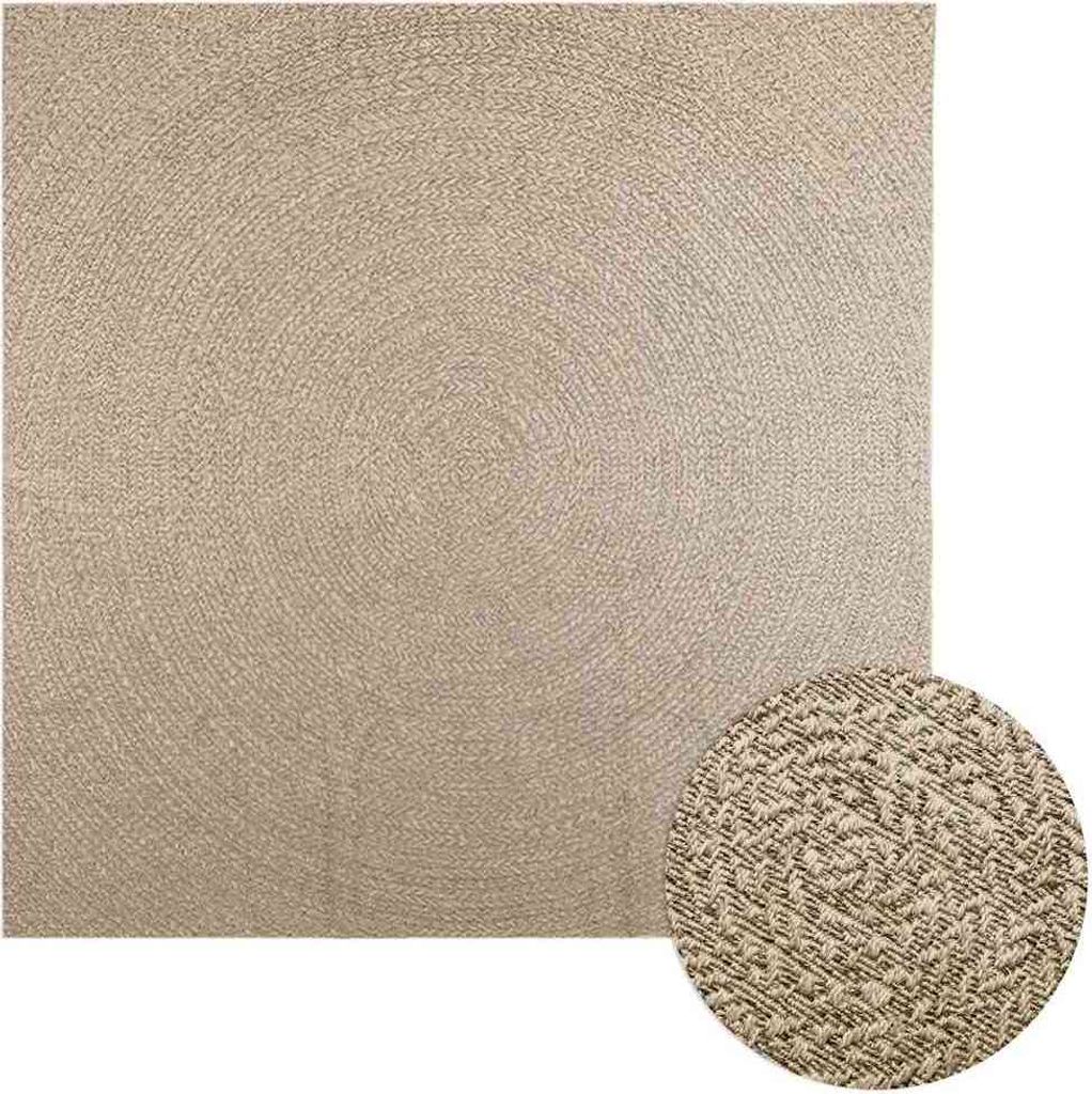 Teppich ZIZUR Beige 240x240 cm Jute-Optik Indoor und Outdoor