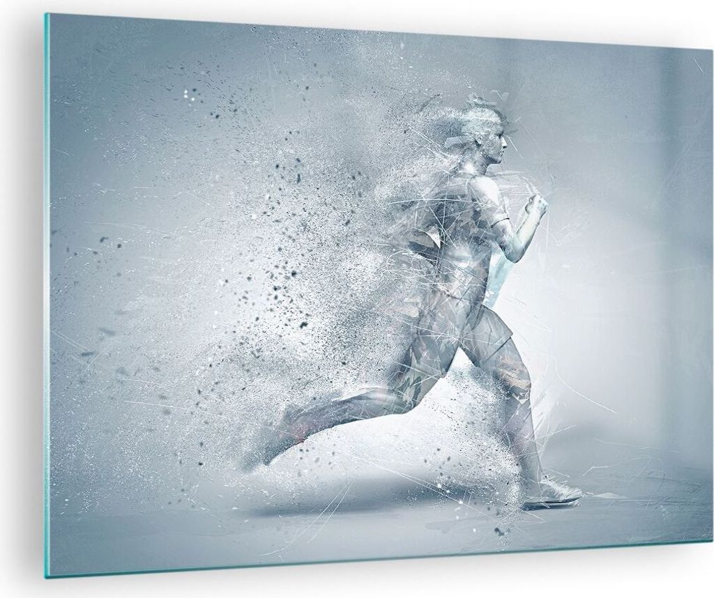 Bilder auf glas - Energie Abbildung Jogging Marathon - 70x50cm - Glasbilder - Wandbilder - Kunstdruck - zum Aufhängen bereit - Wanddekoration aus ...
