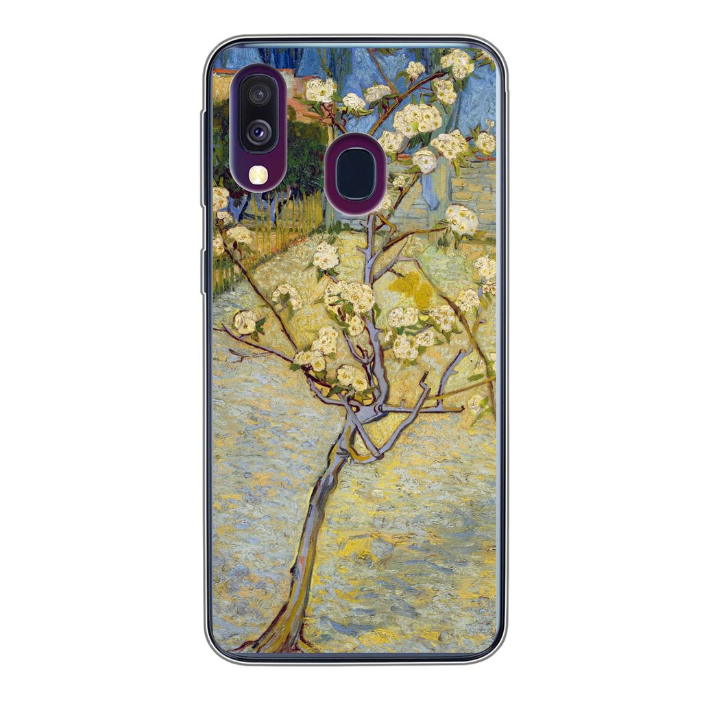 MuchoWow Handyhülle Schutzhülle Hülle für Samsung Galaxy A40 Blühender Birnbaum - Vincent van Gogh Silikon Softcase Handy Hülle - Handy-Tasche