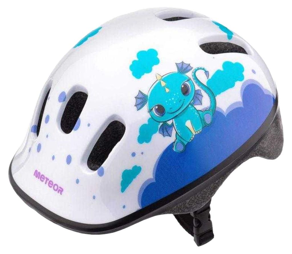 Meteor - Kinder Drachen-Design - Fahrradhelm - PVC, EPS-Schaum PP5836 (48 cm - 52 cm) (Weiß/Blau)