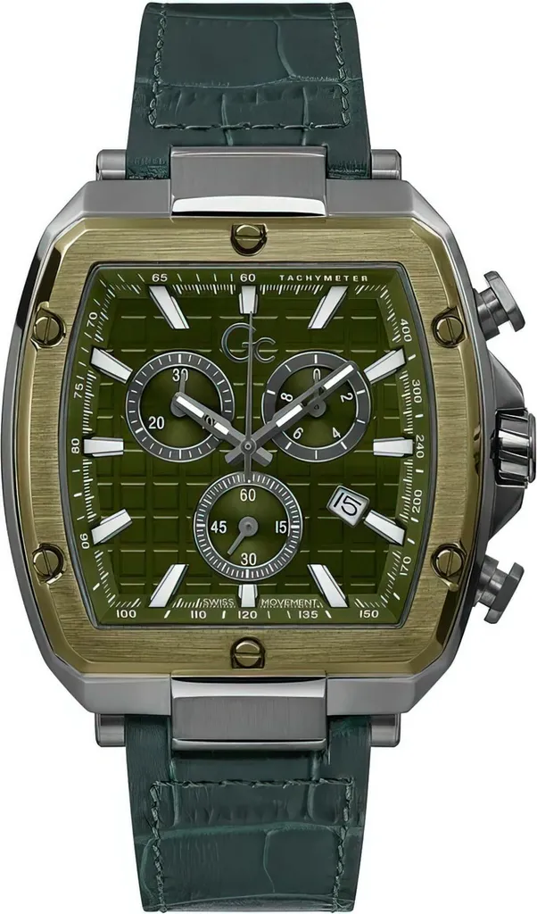 Montre chronographe homme étanche boîtier acier cadran vert Spirit