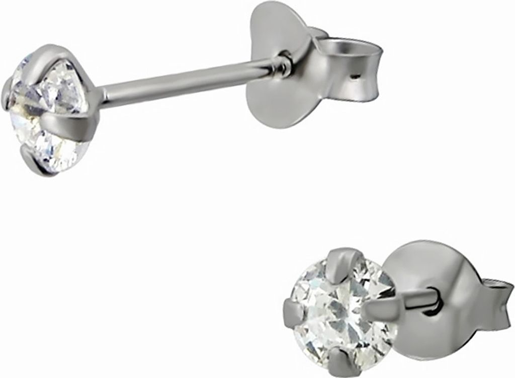 SilberDream Ohrstecker für Damen 925 Silber weiß Zirkonia Ohrringe 4mm SDO8504W