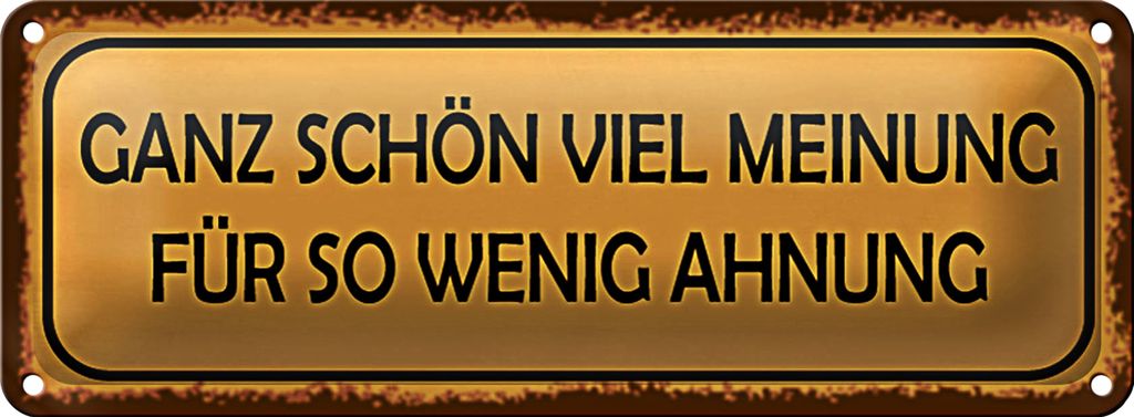 Blechschild Spruch 27x10cm ganz schön viel Meinung für so Dekoration