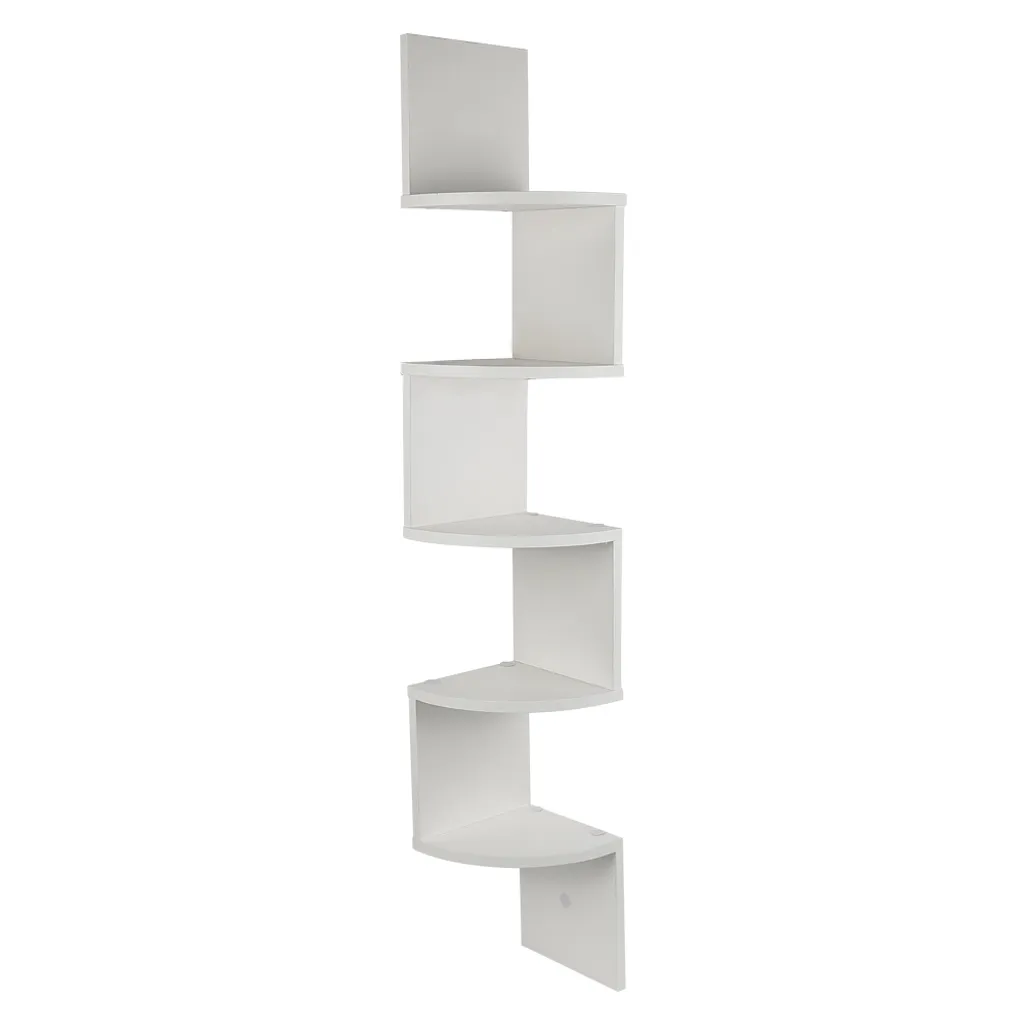 Étagère murale d'angle contre le désordre - Rangement blanc 20x20x123cm