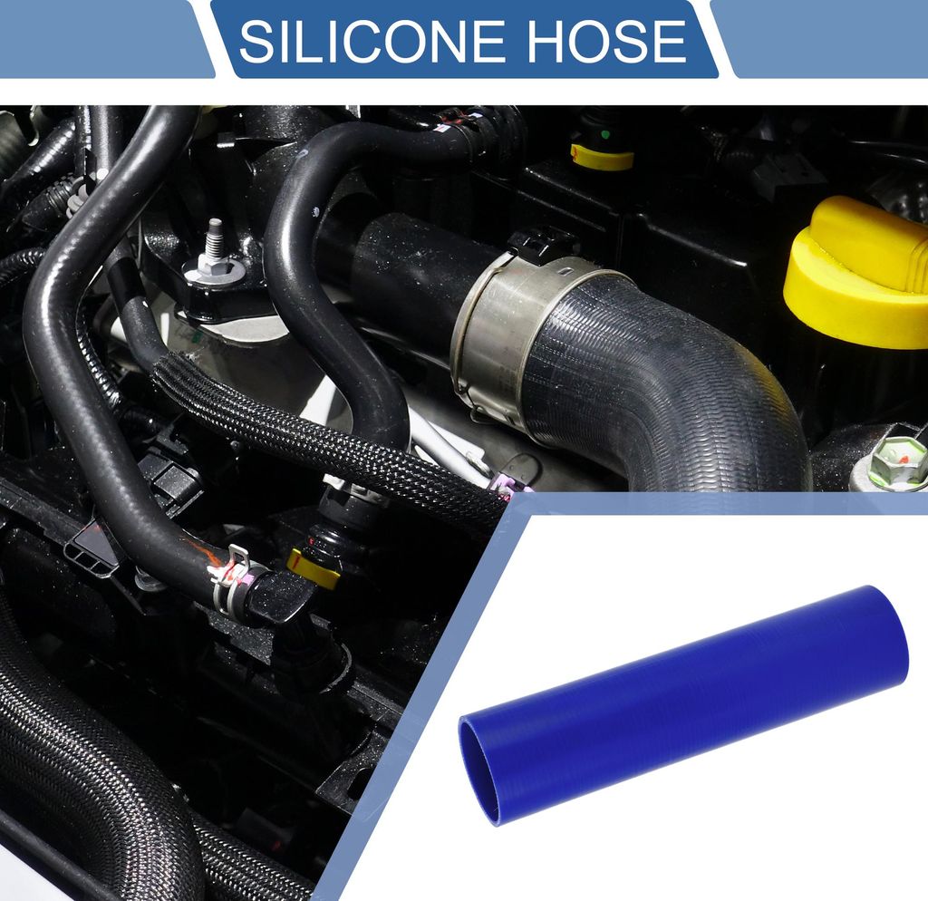 1 Stück 65mm/2,56" ID 300mm/11,81" Länge 0° Blau Autosilikonschlauch Kühlmittelschlauch Universal