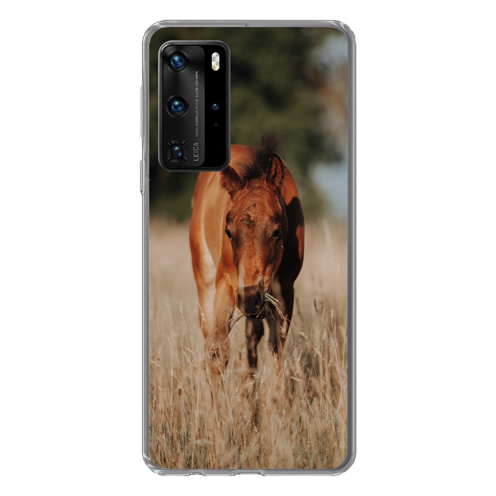 MuchoWow Handyhülle Schutzhülle Hülle für Huawei P40 Pro Pferd - Sonne - Landschaft Silikon Softcase Handy Hülle - Schutz