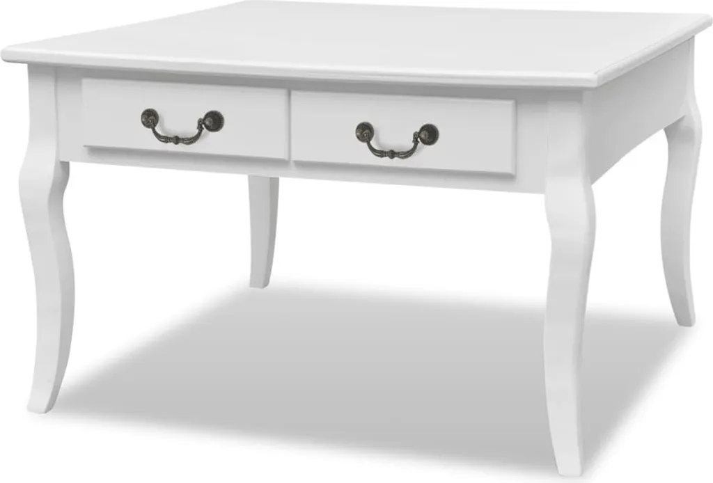 Table basse avec 4 tiroirs intégrés meuble de salon blanc mat