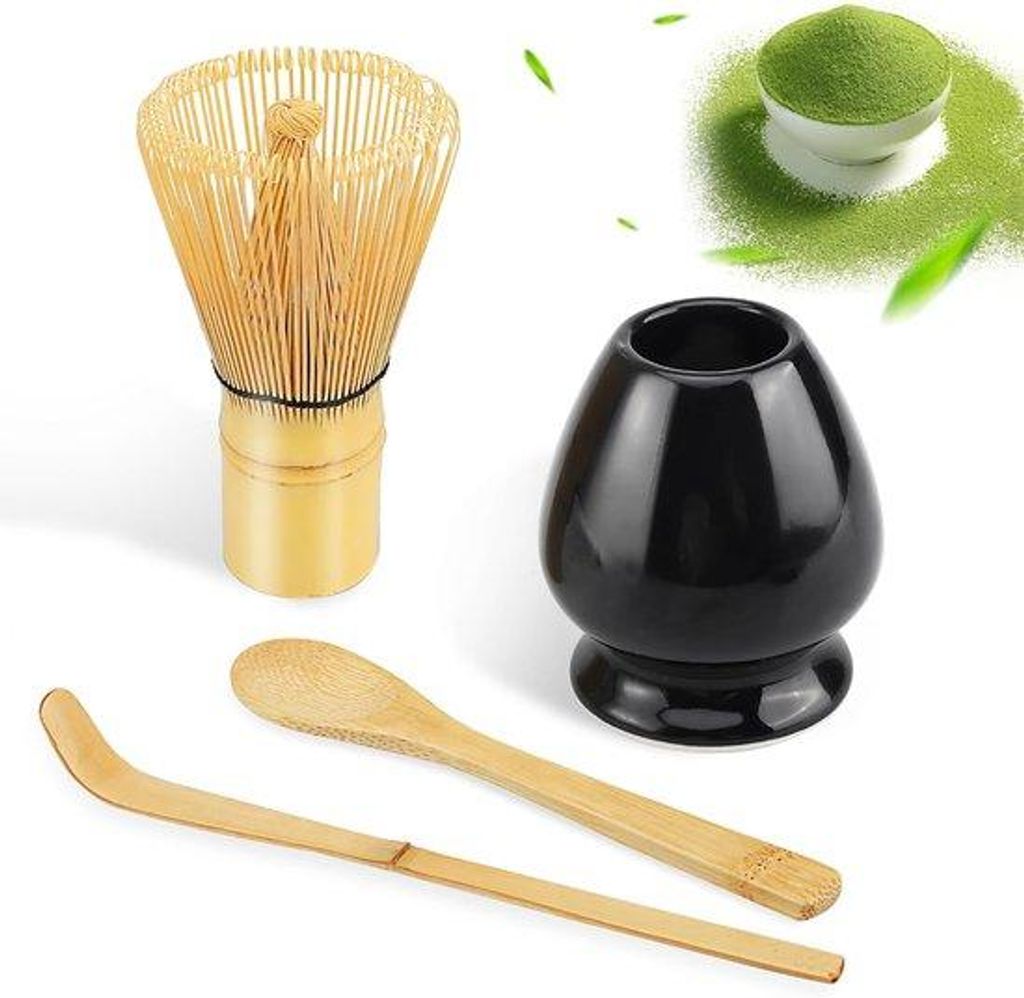 Famanu Matcha-Set – 4-teiliges Matcha-Teeset, Matcha-Klopfer, Matcha-Schale, Chasen und Matcha-Löffel – Matcha-Zubehör für die Teezeremonie ...