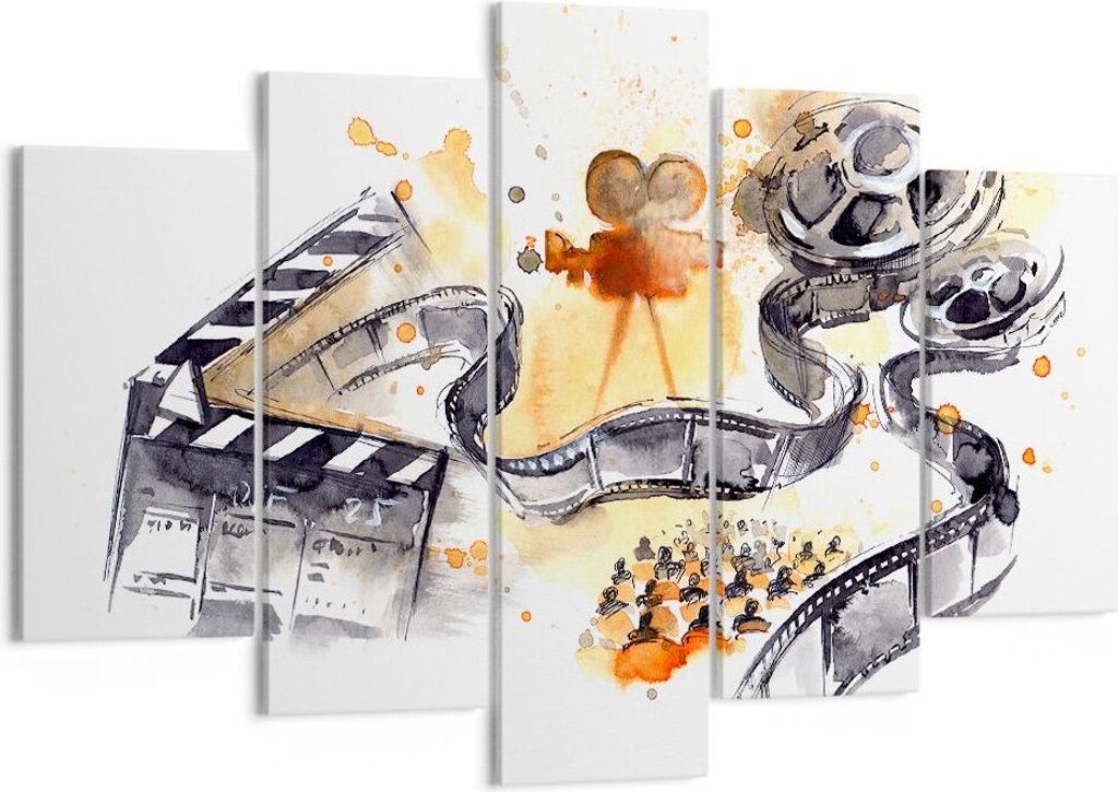 Bild auf Leinwand - Leinwandbild - Film Projektor Illustration - 150x100cm - Wand Bild - Wanddeko - Leinwanddruck - Bilder - Kunstdruck - Wanddekor...
