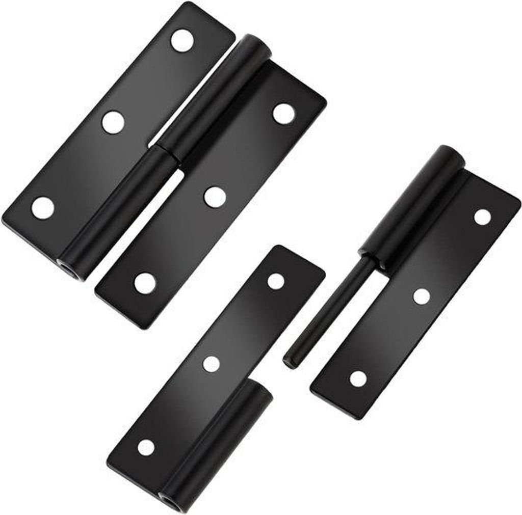 Schwarze runde Scharniere aus Edelstahl, 63 cm, Set von 2, abnehmbar, robust