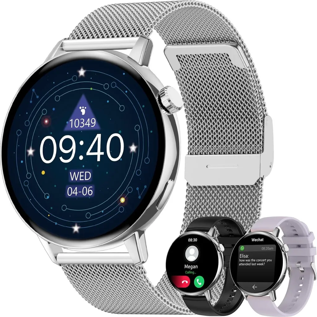 Smartwatch Rotondo Chiamate Bluetooth: Orologio Sportivo Android iOS